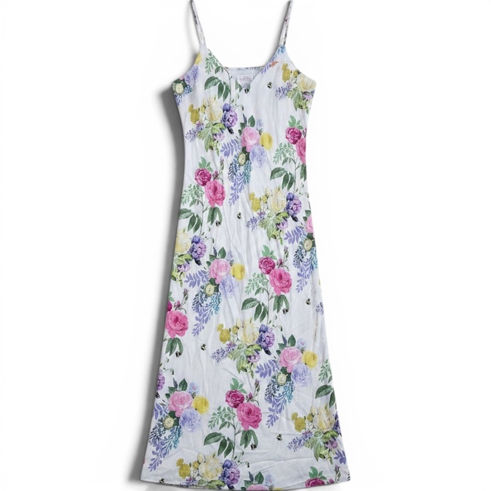 Bridgerton Fairy Floral Garden Bee Satin Slip Dress Large Cottagecore Party Chic